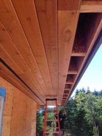 Home Exterior Renovation, Cedar Soffit Install, Fascia Install.